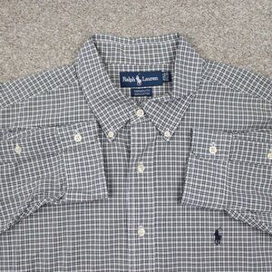 Ralph Lauren Yarmouth Dress‎ Shirt Mens 17 1/2 , 35 Black/Blue/White Cotton L/S
